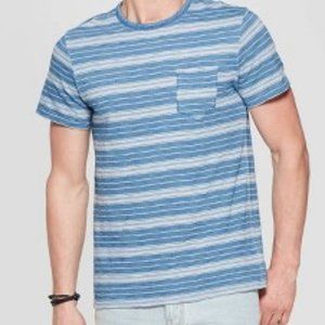 Men's Striped Standard Fit Short Sleeve Indigo